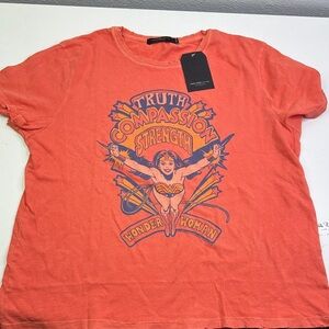 Junk Food Clothing DC wonder women Coral Graphic Tee